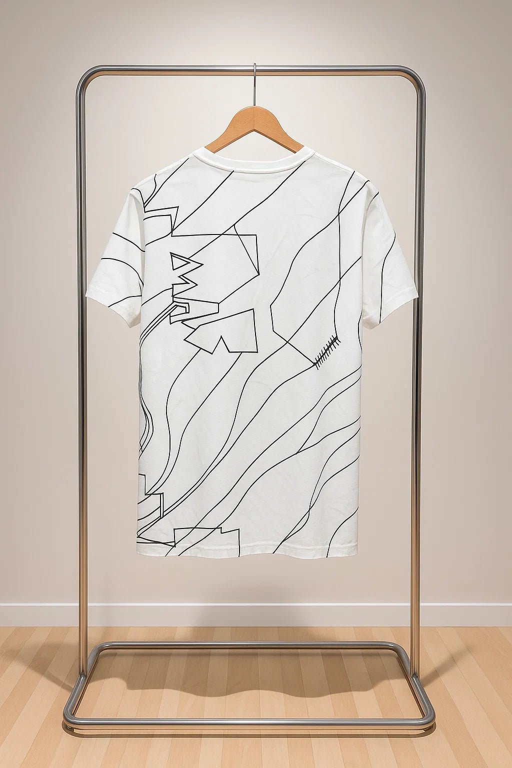 Abstract Line Art Graphic T-Shirt White - Fits By FOUR