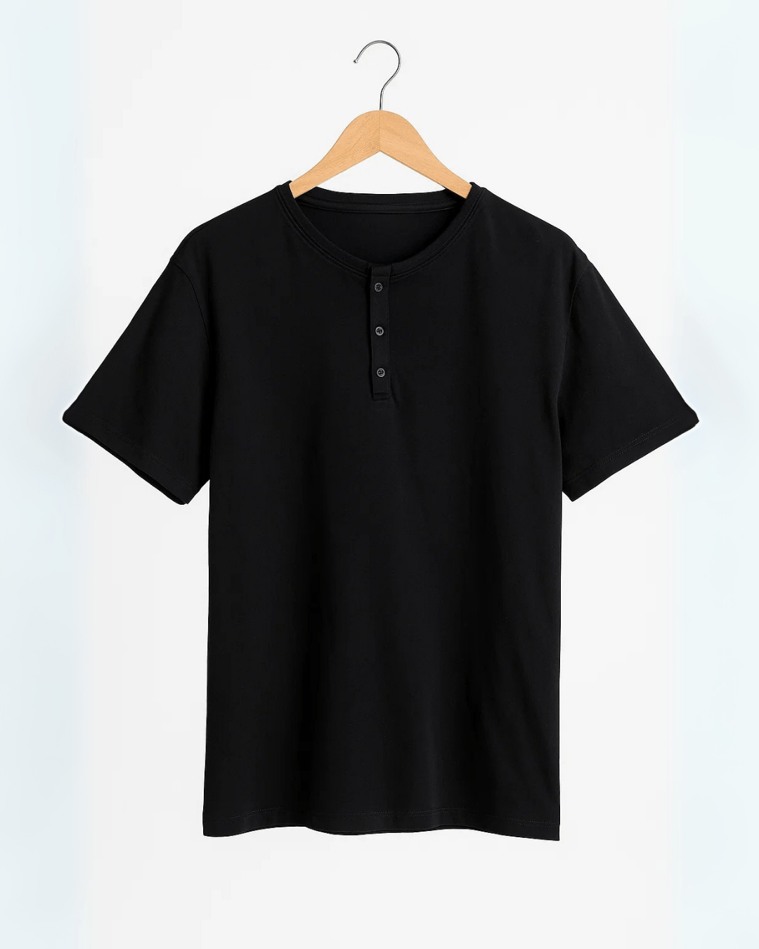 Black Buttoned Crew T-Shirt - Fits By FOUR