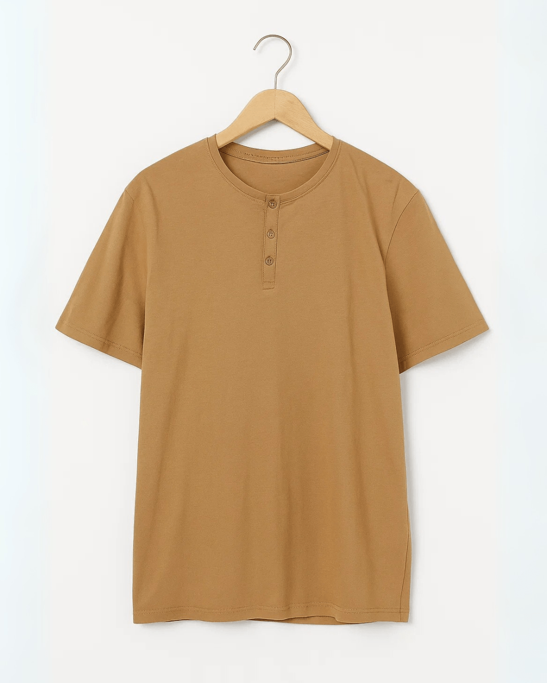 Brown Buttoned Crew T-Shirt - Fits By FOUR